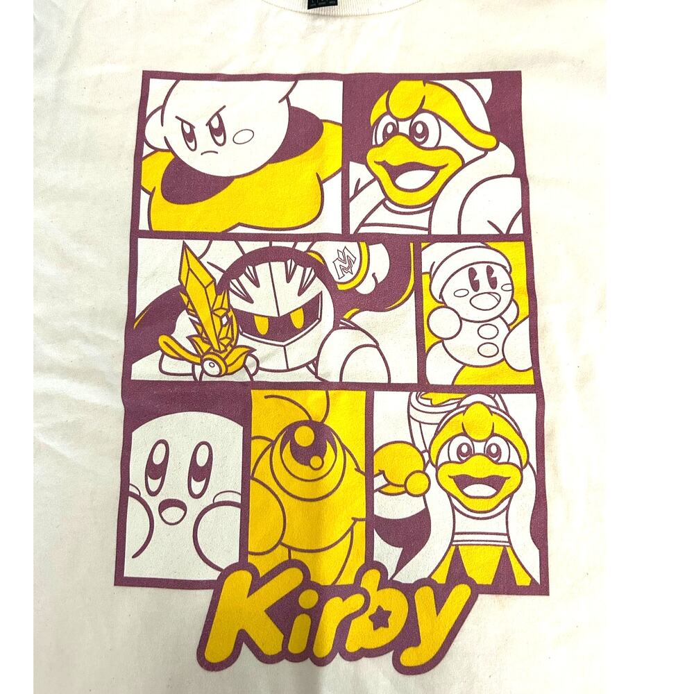 KIRBY Graphic Tee NEW 100% Cotton SS Ivory Purple Yellow Size Youth L